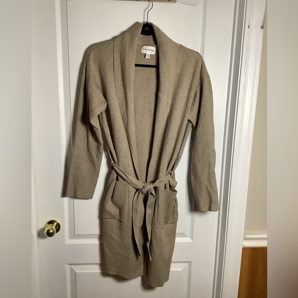 Como Vintage Beige Knit Belted Cardigan